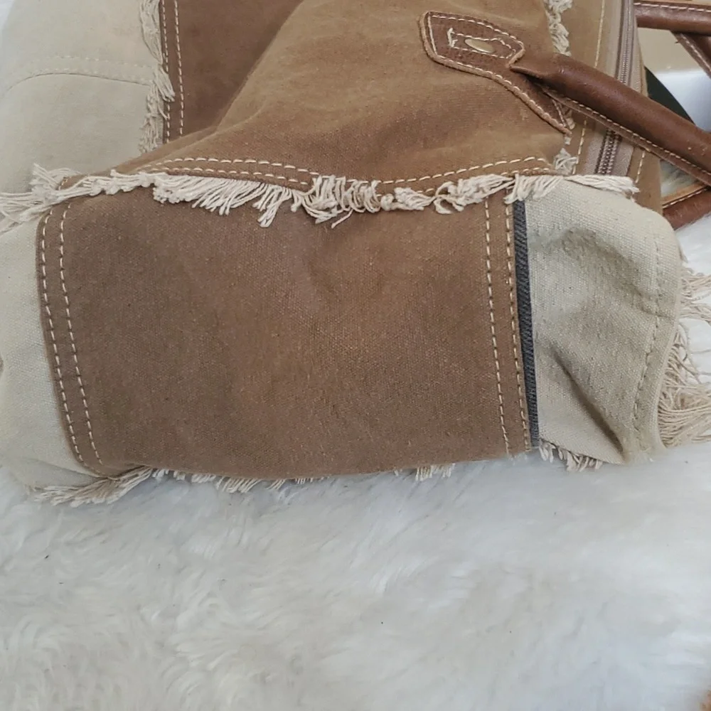 Sel de Mer Small Myra Cotton and Leather Satchel Bag